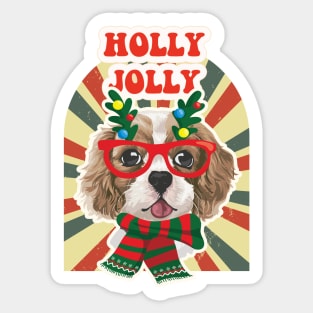 Christmas Retro with Poodles Dogs | Holly Jolly Sticker